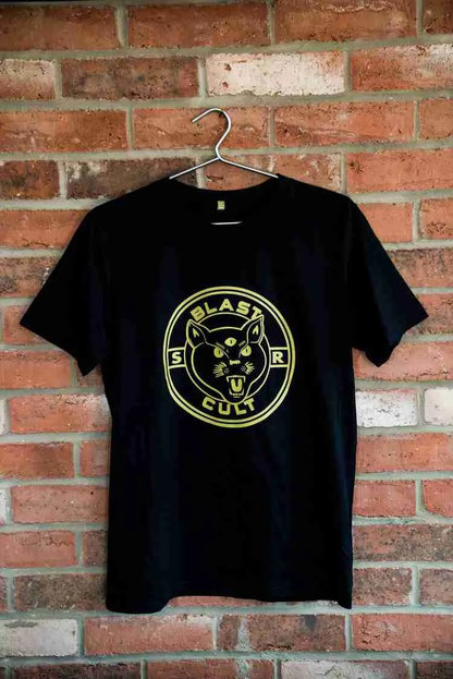 Blast Cult Organic Cotton Tee – Gold/Black Three Eye Cat